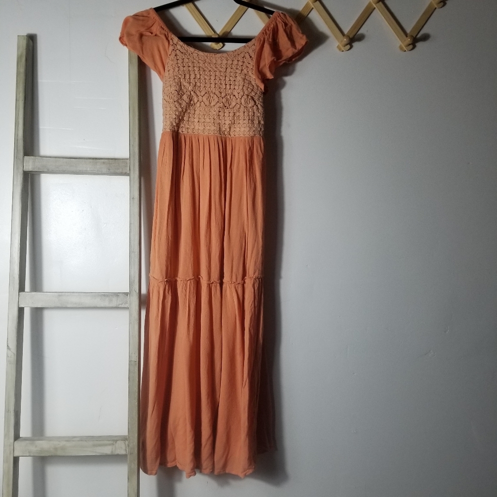 SINCERELY JULES WOMEN'S CORAL ORANGE TIERED DRESS SIZE XS (SEE ALL PHOTOS)